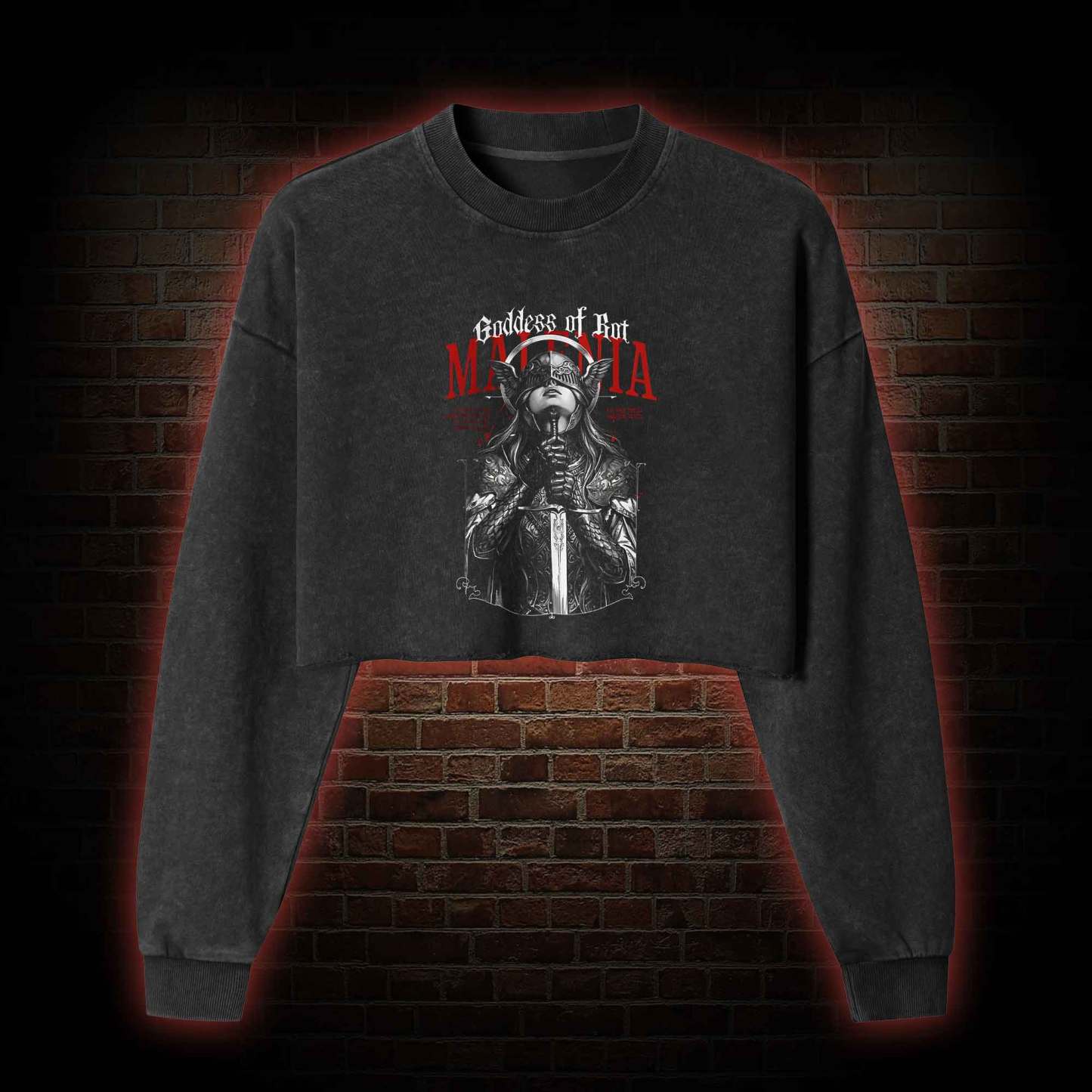 Goddess of Rot Washed Cropped Sweatshirts