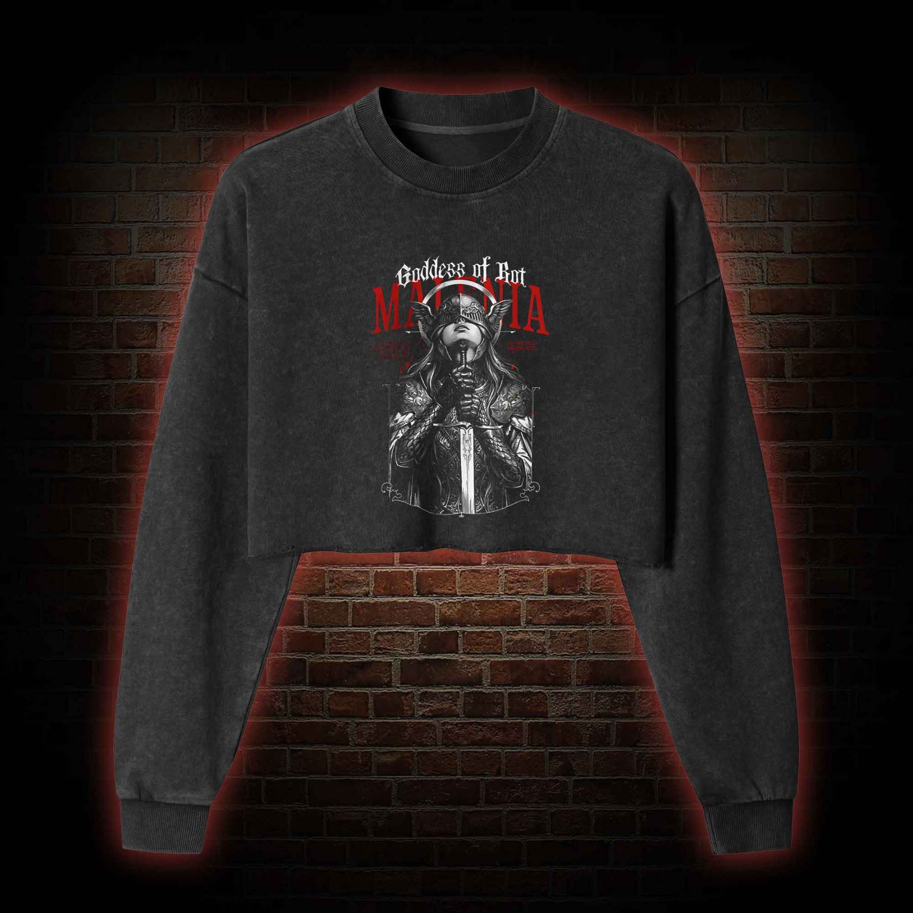 Goddess of Rot Washed Cropped Sweatshirts
