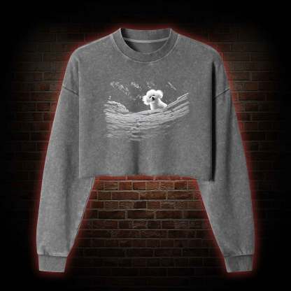 Precious Dog Washed Cropped Sweatshirts