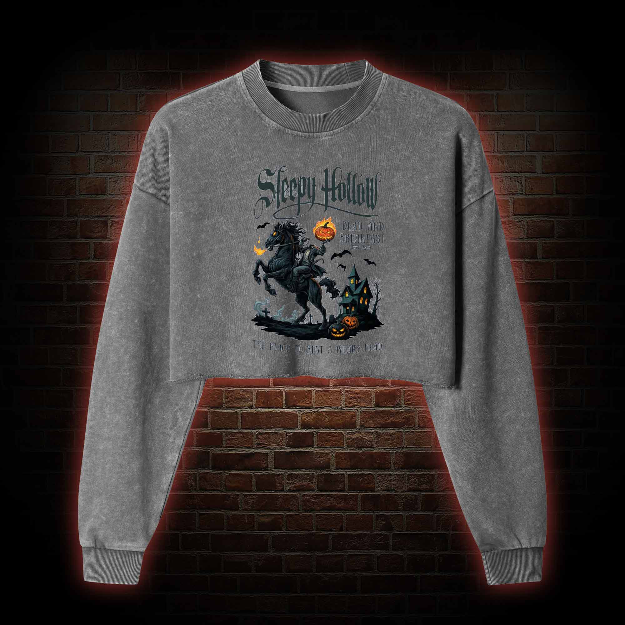 Vintage Halloween Washed Cropped Sweatshirts