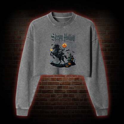 Vintage Halloween Washed Cropped Sweatshirts