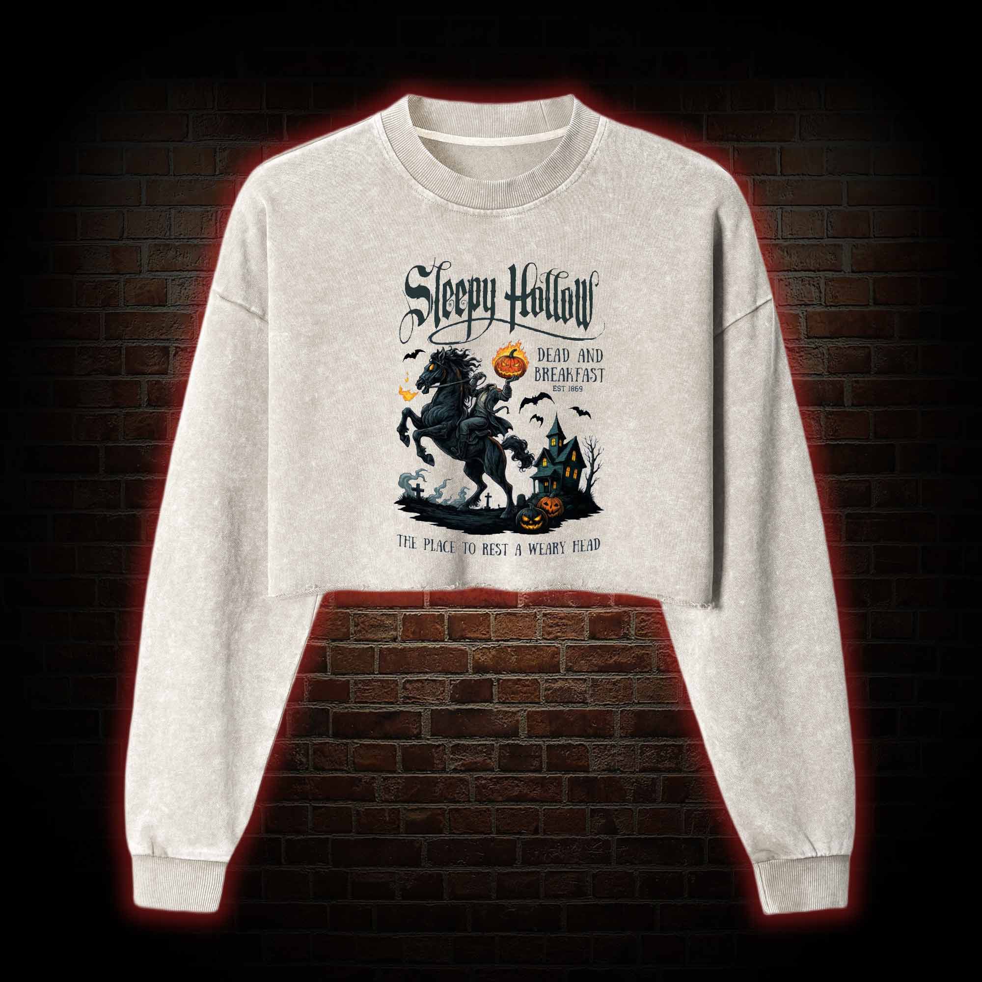 Vintage Halloween Washed Cropped Sweatshirts