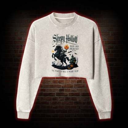Vintage Halloween Washed Cropped Sweatshirts