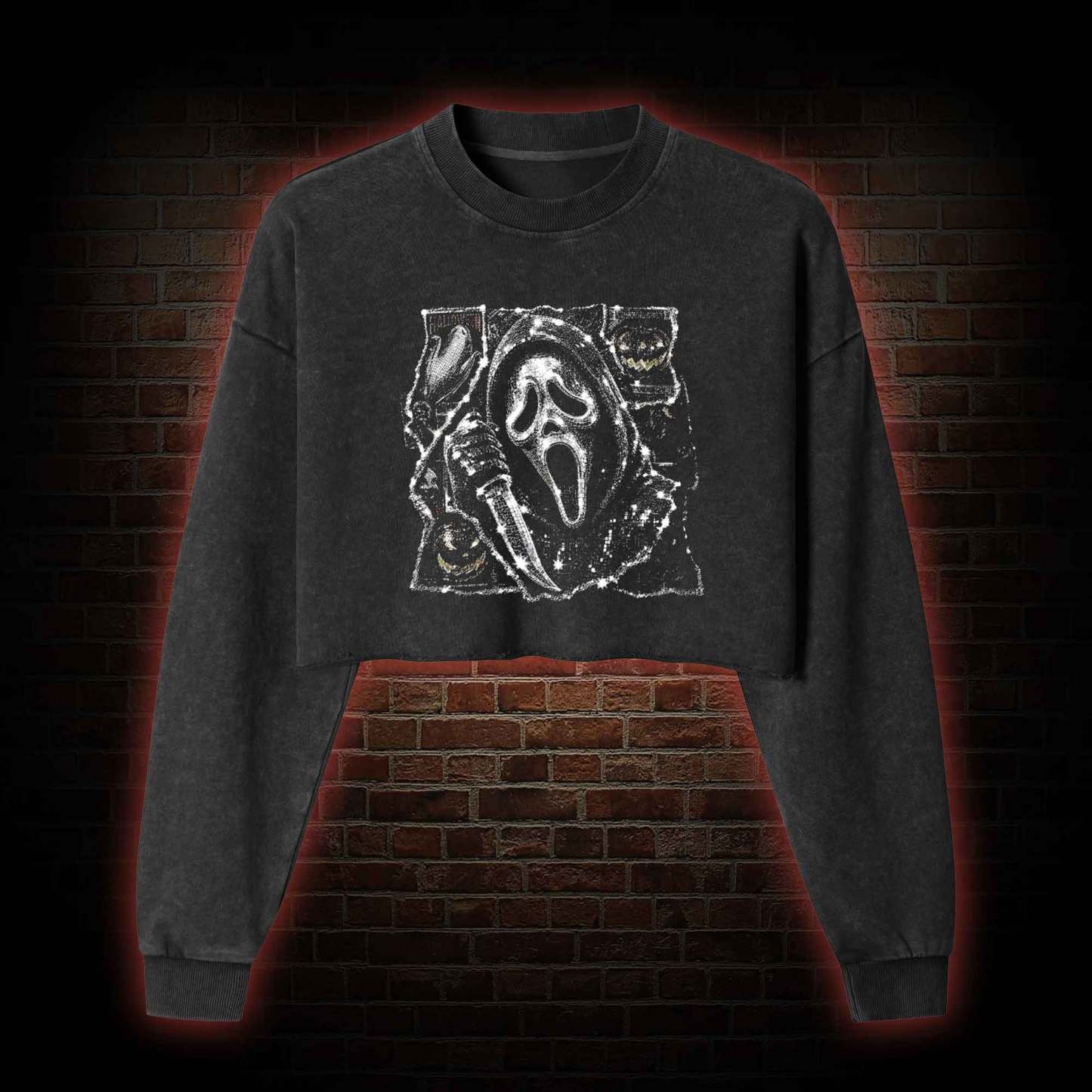 Do You Like Scary Movies Washed Cropped Sweatshirts