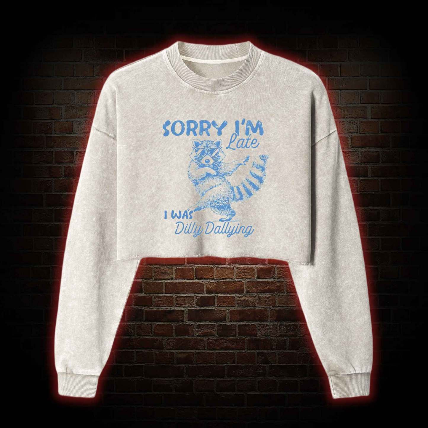 Sorry I'm Late Washed Cropped Sweatshirts