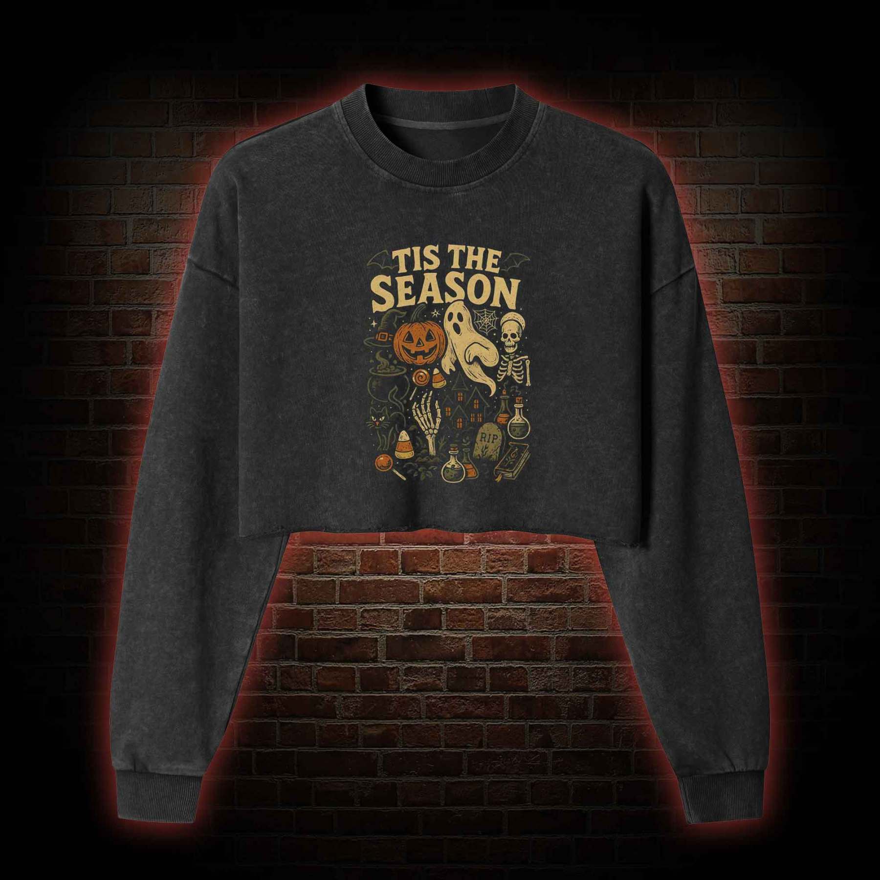 Tis the Season Washed Cropped Sweatshirts