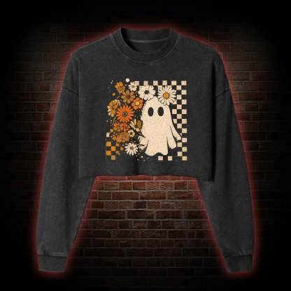 Groovy Ghost Washed Cropped Sweatshirts