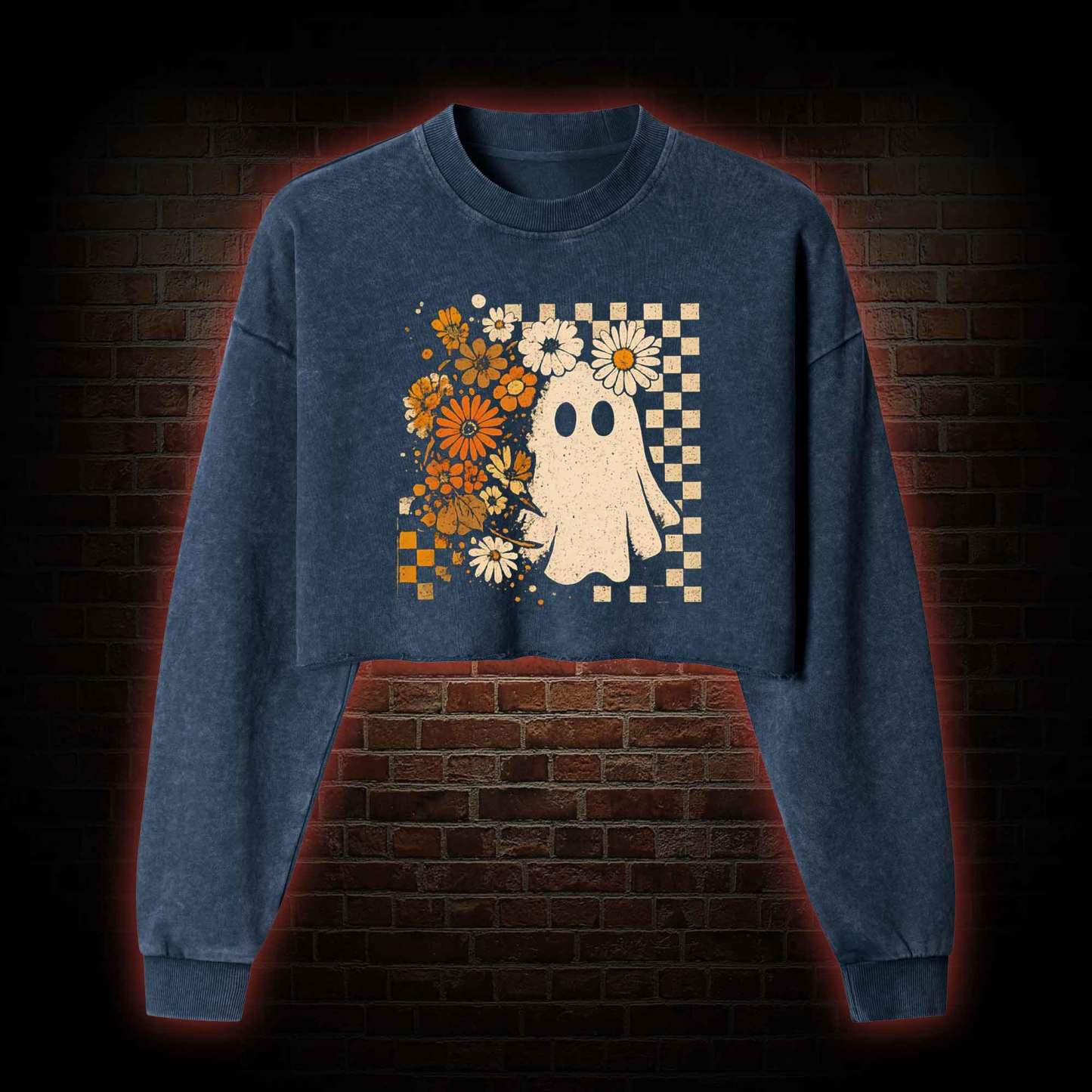 Groovy Ghost Washed Cropped Sweatshirts