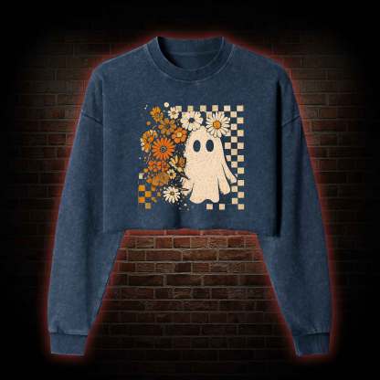 Groovy Ghost Washed Cropped Sweatshirts