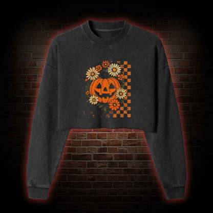 Groovy Pumpkin Washed Cropped Sweatshirts