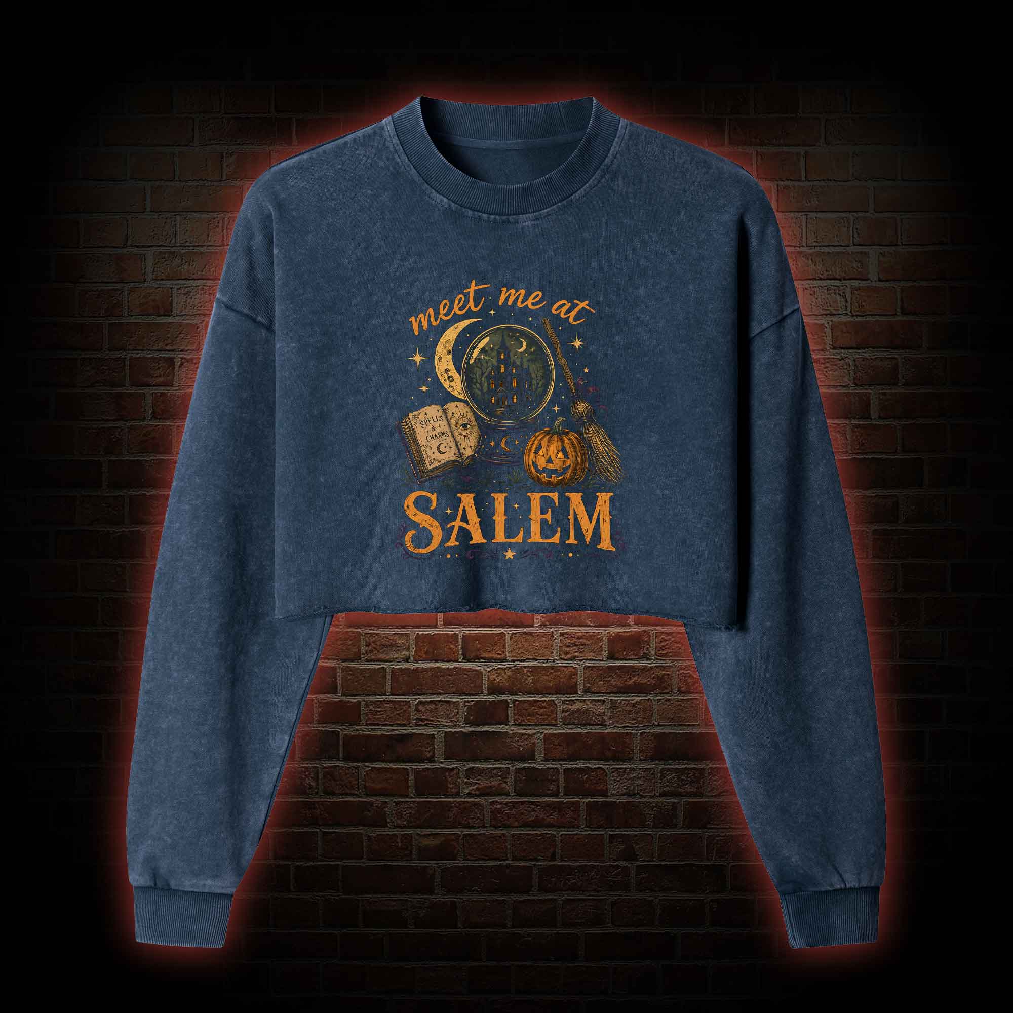 Meet Me at Salem Washed Cropped Sweatshirts