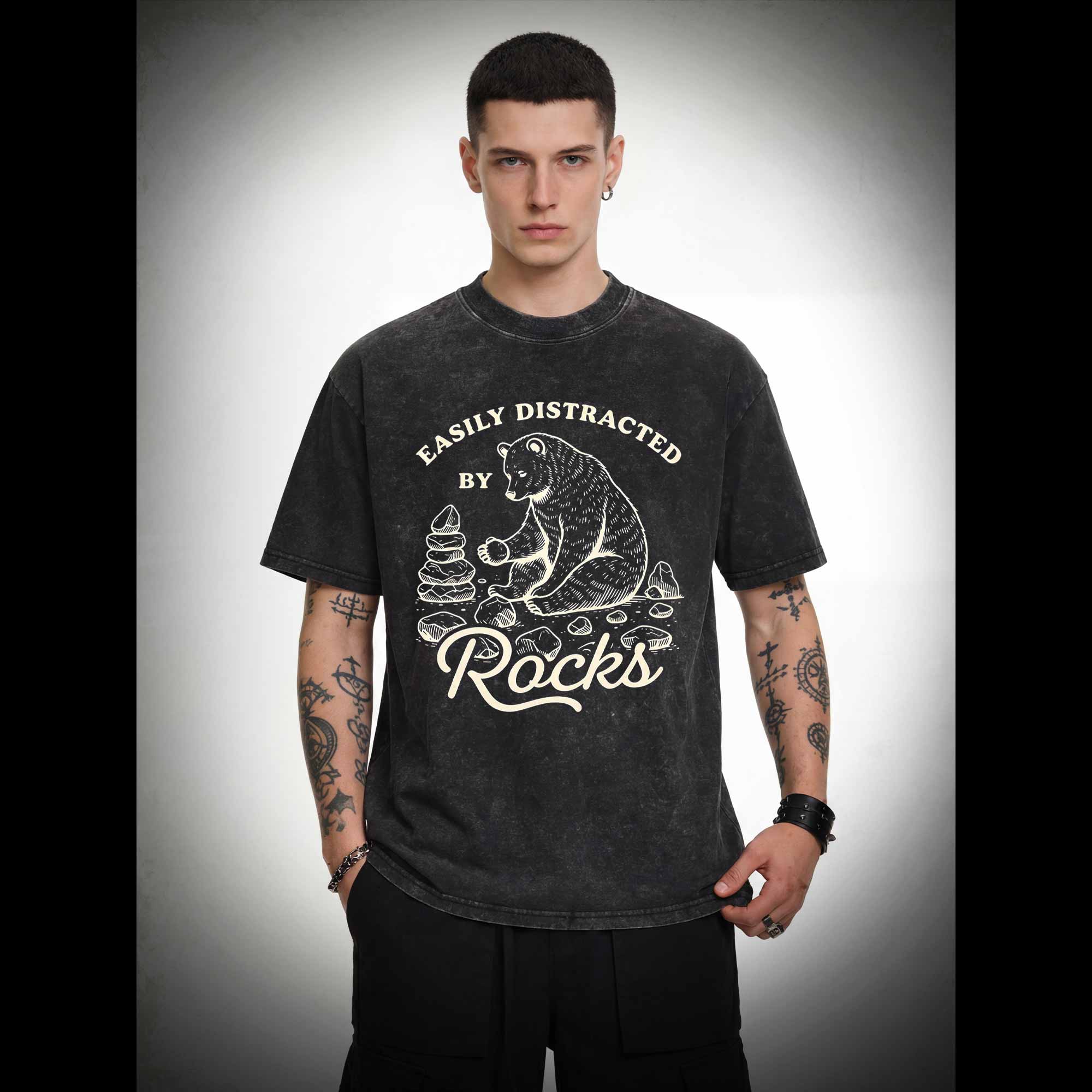 Easily Distracted By Rocks Washed T-shirt