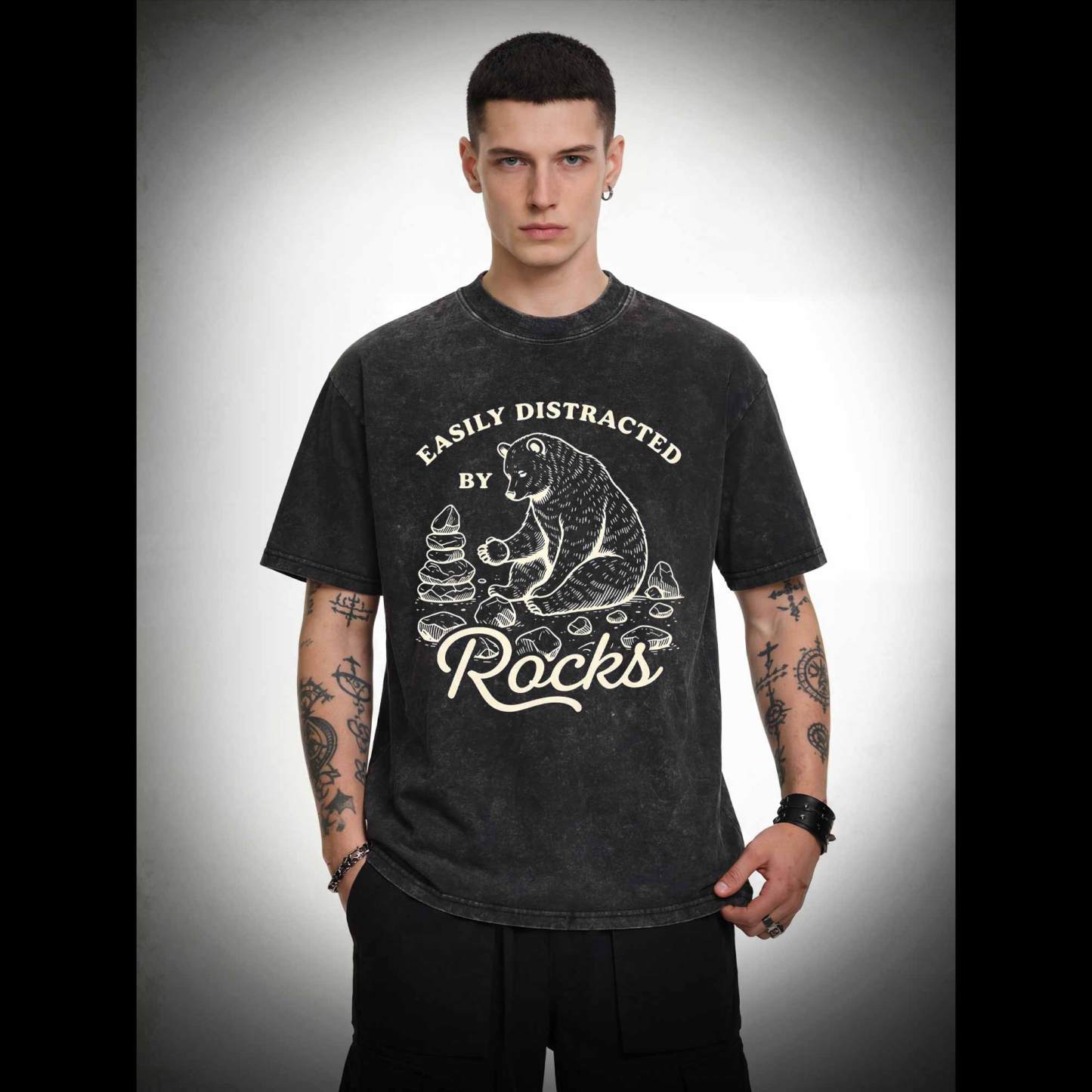 Easily Distracted By Rocks Washed T-shirt
