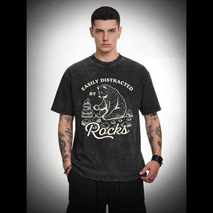 Easily Distracted By Rocks Washed T-shirt