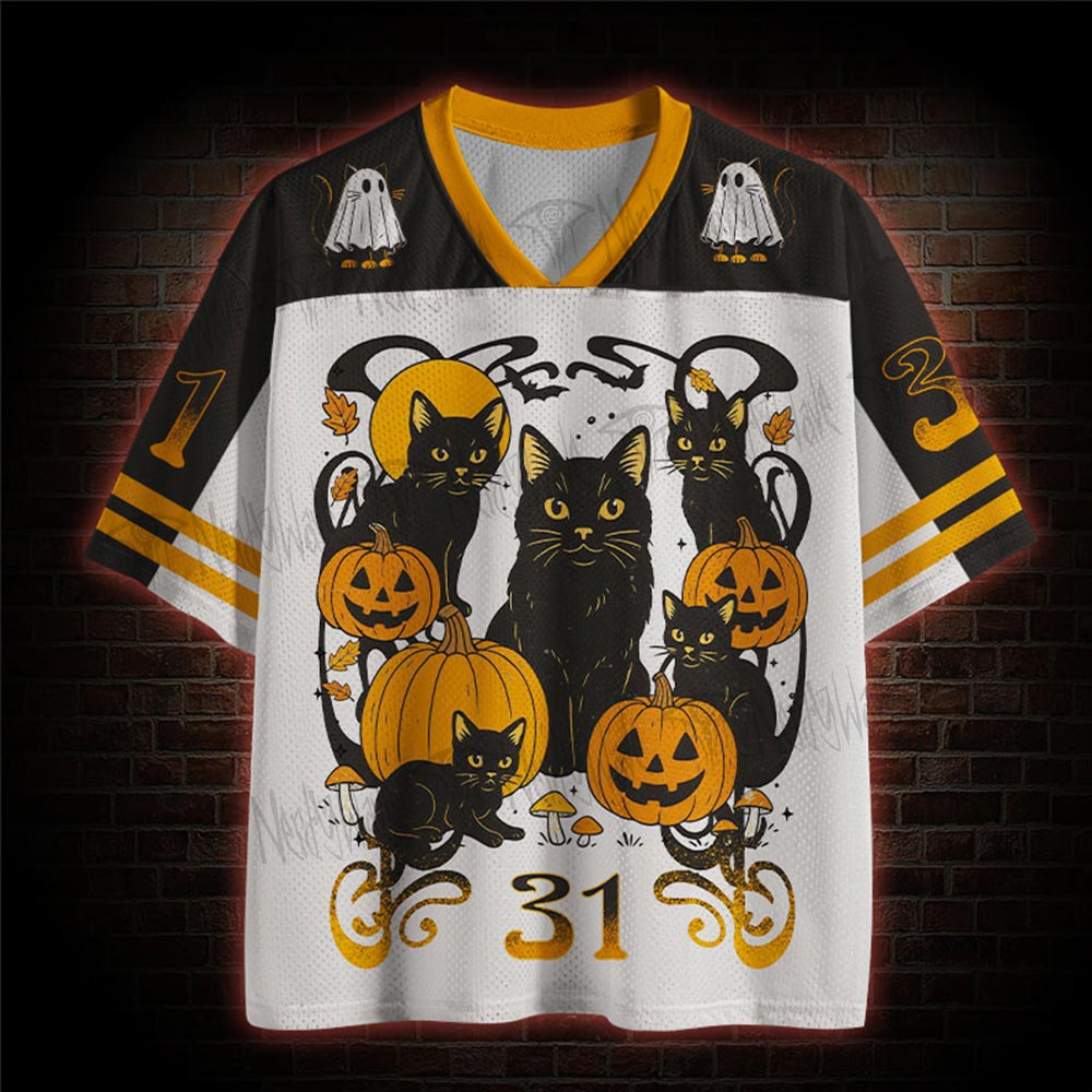 Black Cat Pumpkin Mesh Jersey