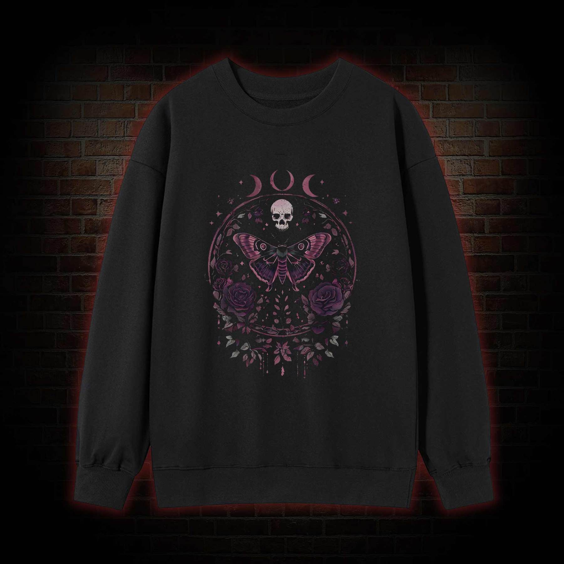 Floral Goth Moth Sweatshirt
