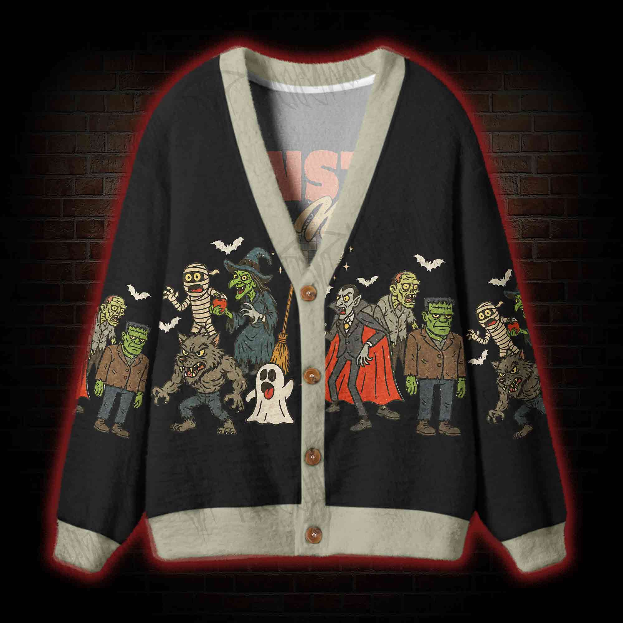 Dancing Monsters Cardigan Sweater