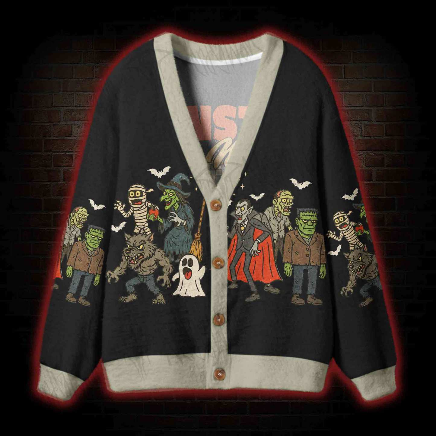 Dancing Monsters Cardigan Sweater
