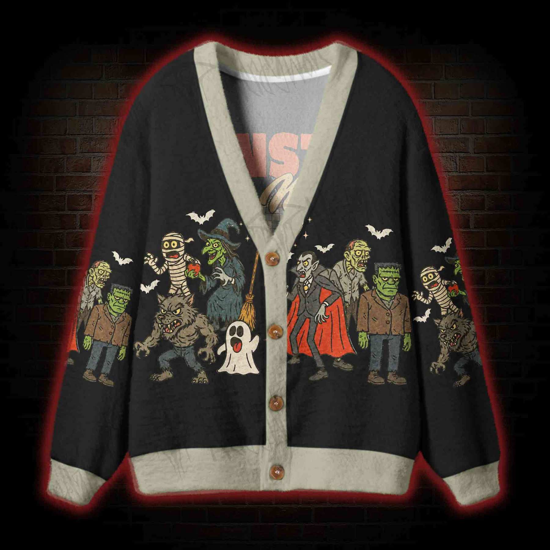 Dancing Monsters Cardigan Sweater