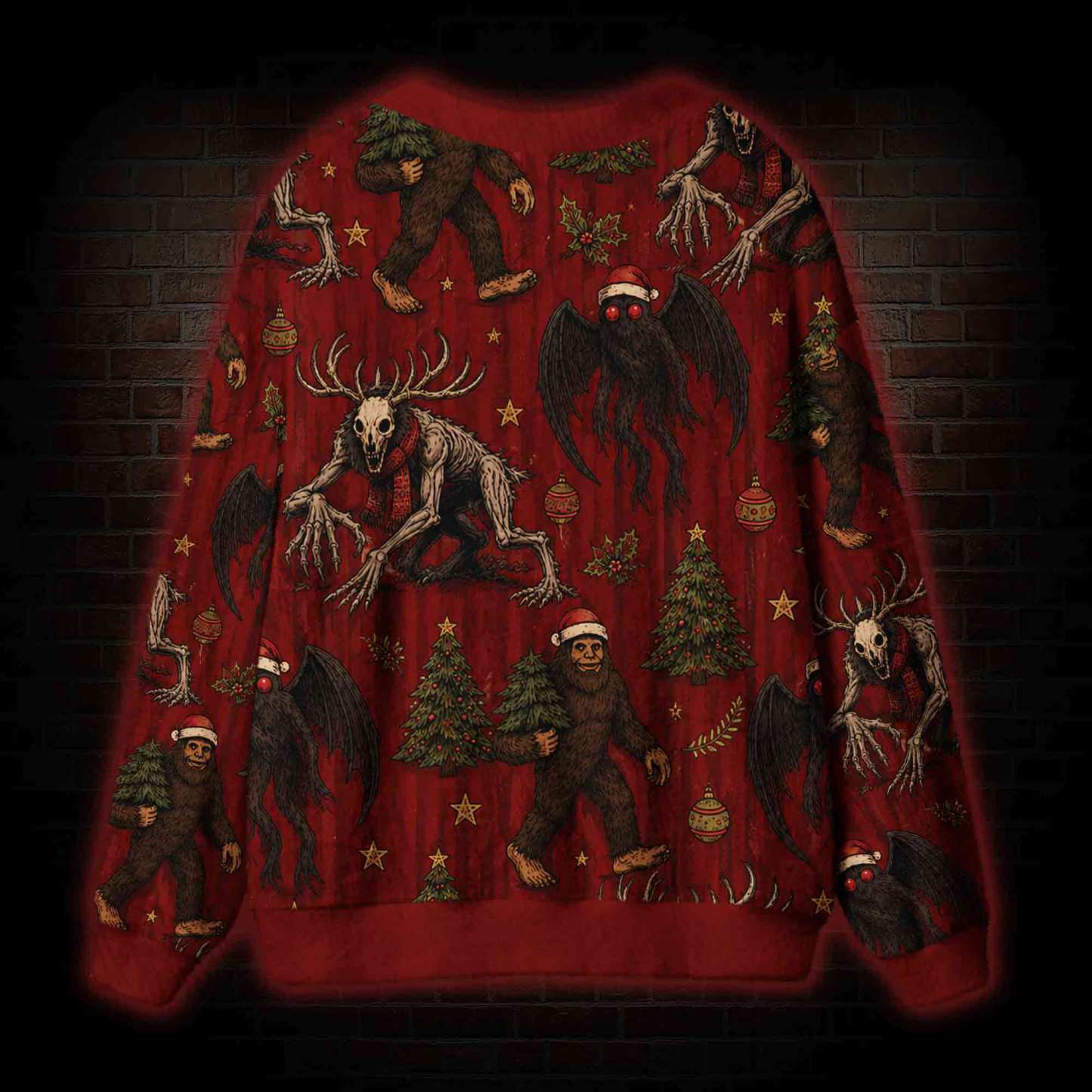Christmas Cryptid Cardigan Sweater