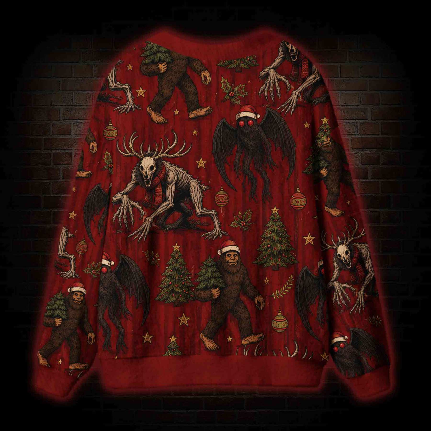 Christmas Cryptid Cardigan Sweater
