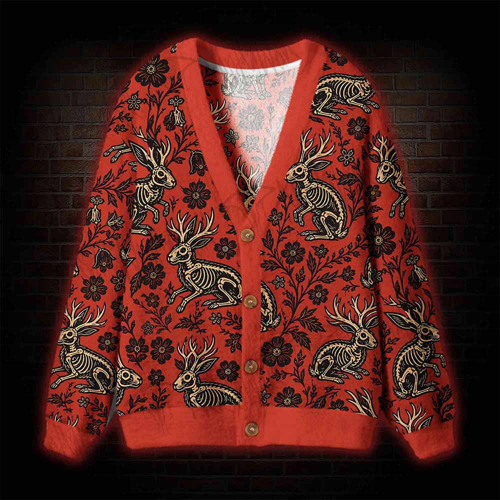 Jacklope and Flower Cardigan Sweater