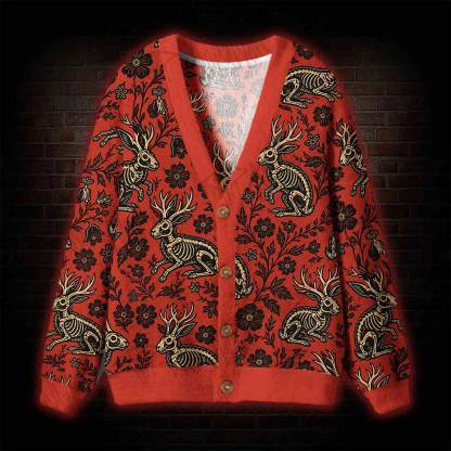 Jacklope and Flower Cardigan Sweater