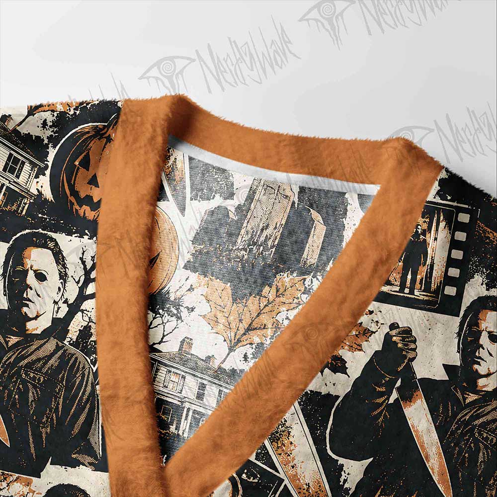 Retro Spooky Halloween Cardigan Sweater