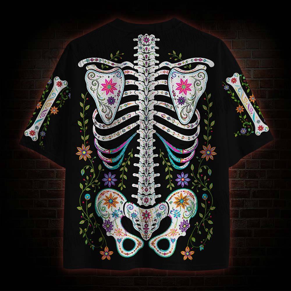 Vibrant Day of the Dead Ribcage Mesh Jersey