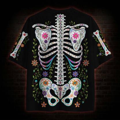 Vibrant Day of the Dead Ribcage Mesh Jersey