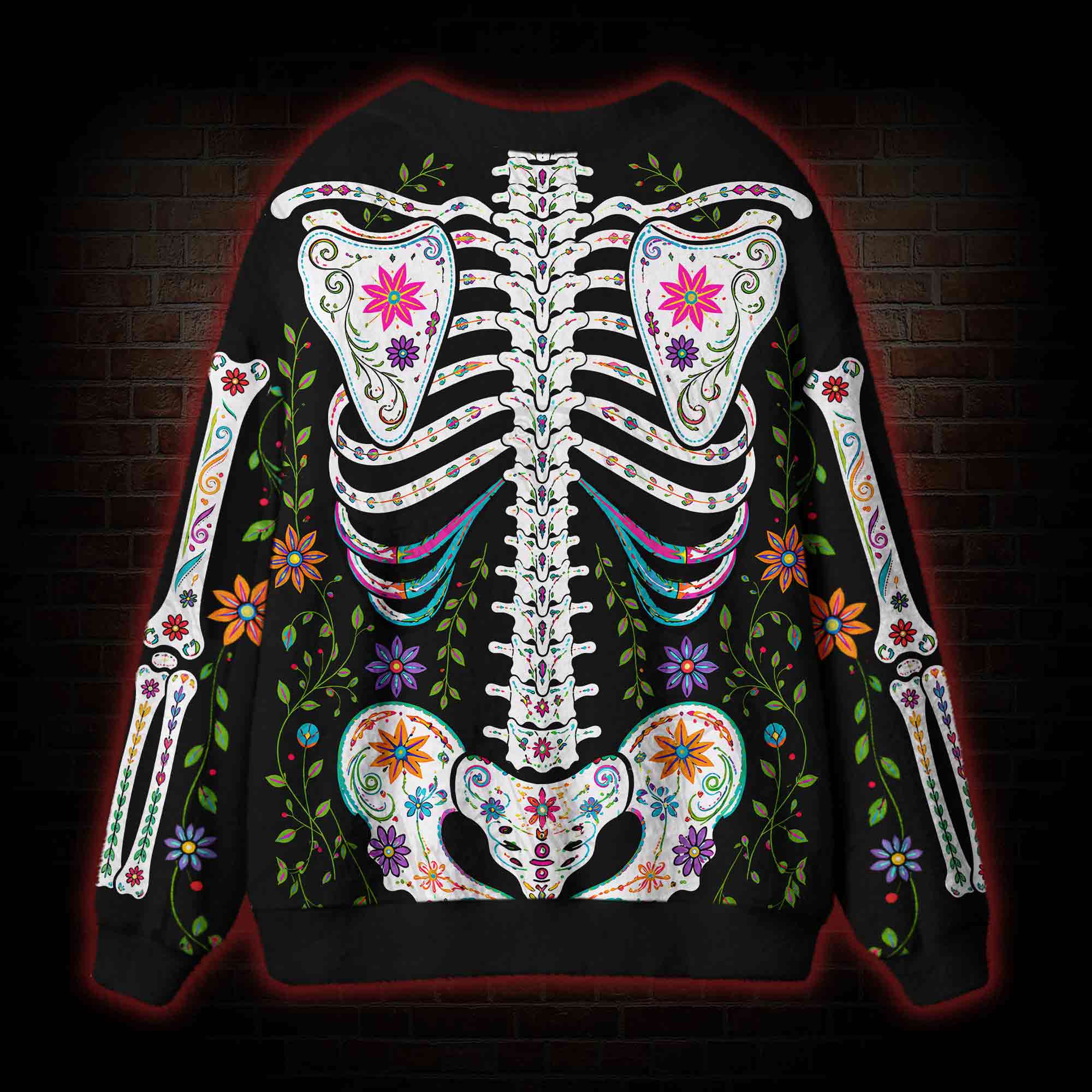 Vibrant Day of the Dead Cardigan Sweater