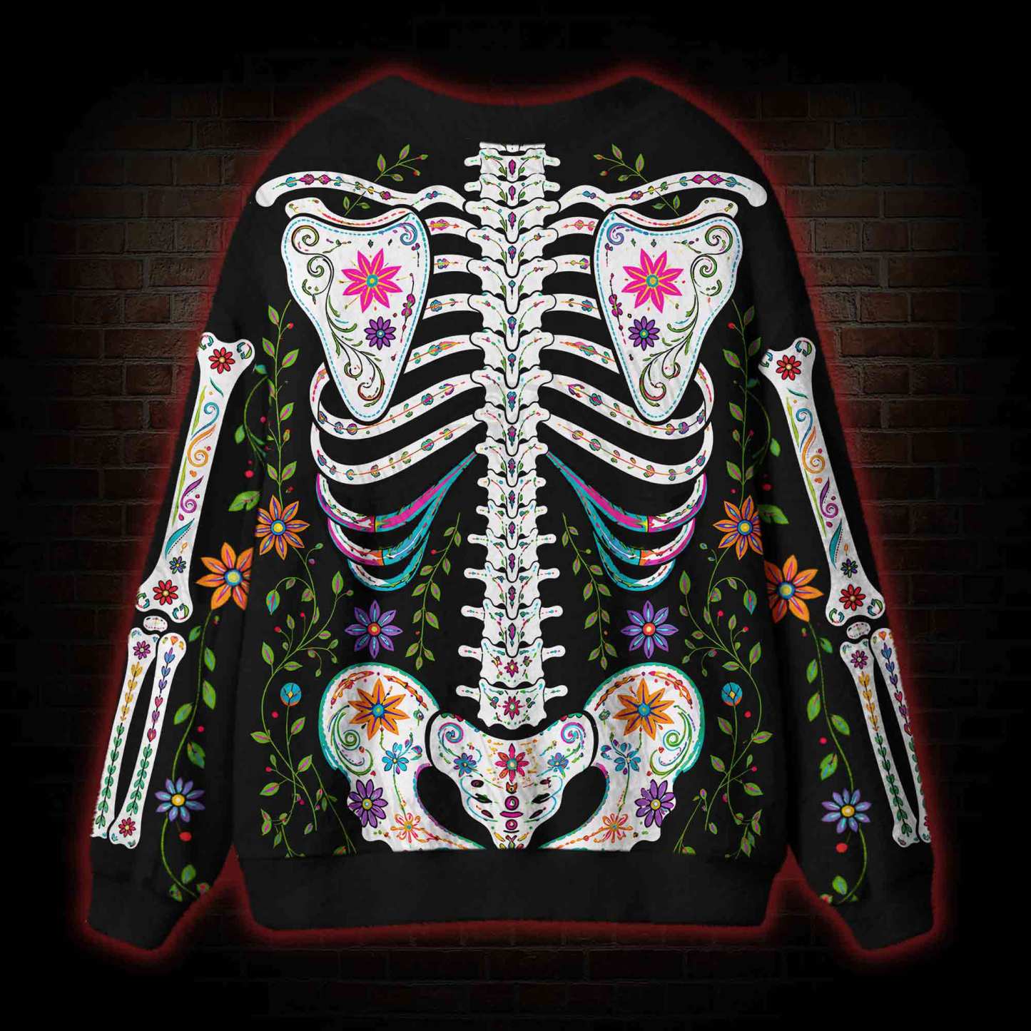 Vibrant Day of the Dead Cardigan Sweater