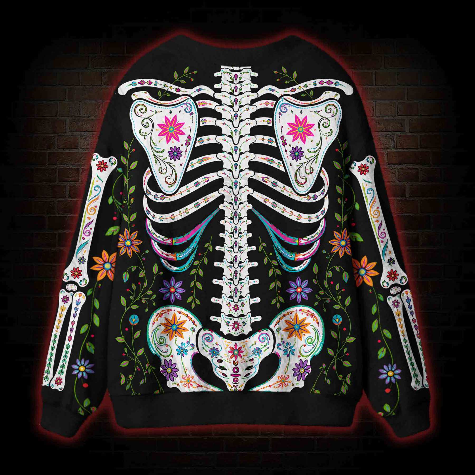 Vibrant Day of the Dead Cardigan Sweater