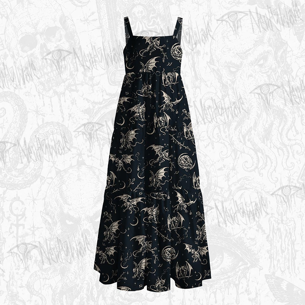 Gargoyle & Demon Wide Straps Maxi Dress