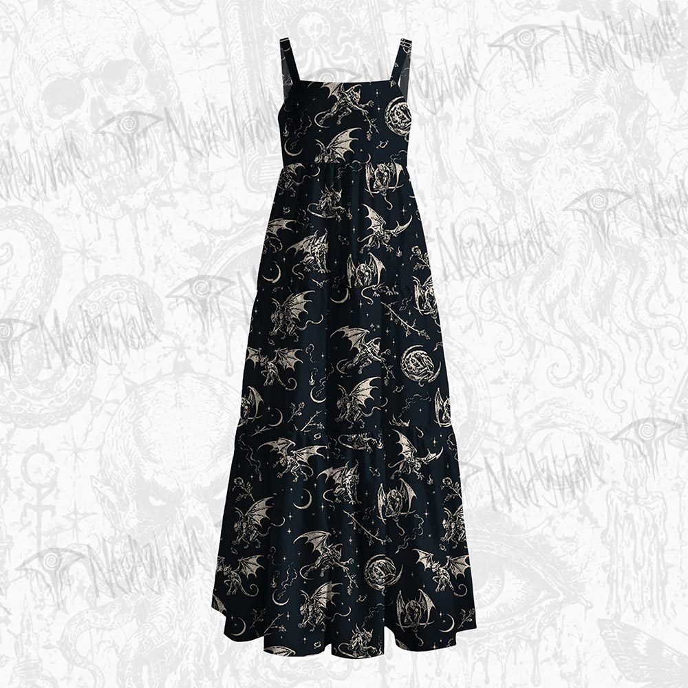 Gargoyle & Demon Wide Straps Maxi Dress