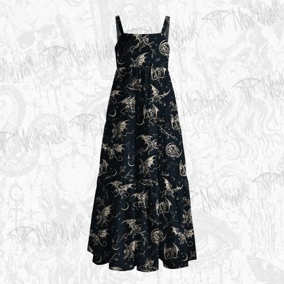 Gargoyle & Demon Wide Straps Maxi Dress