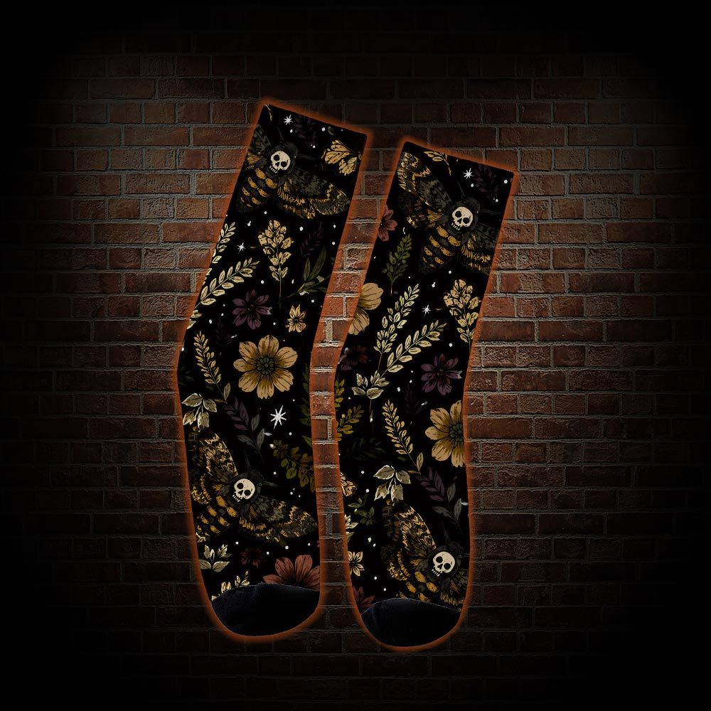 Floral Death Moth Socks