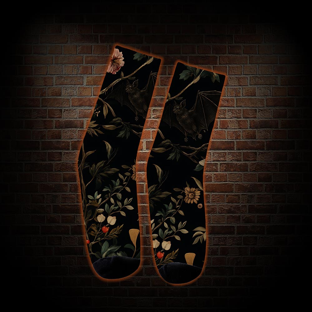 Vintage Botanical Bat Vine Floral Socks