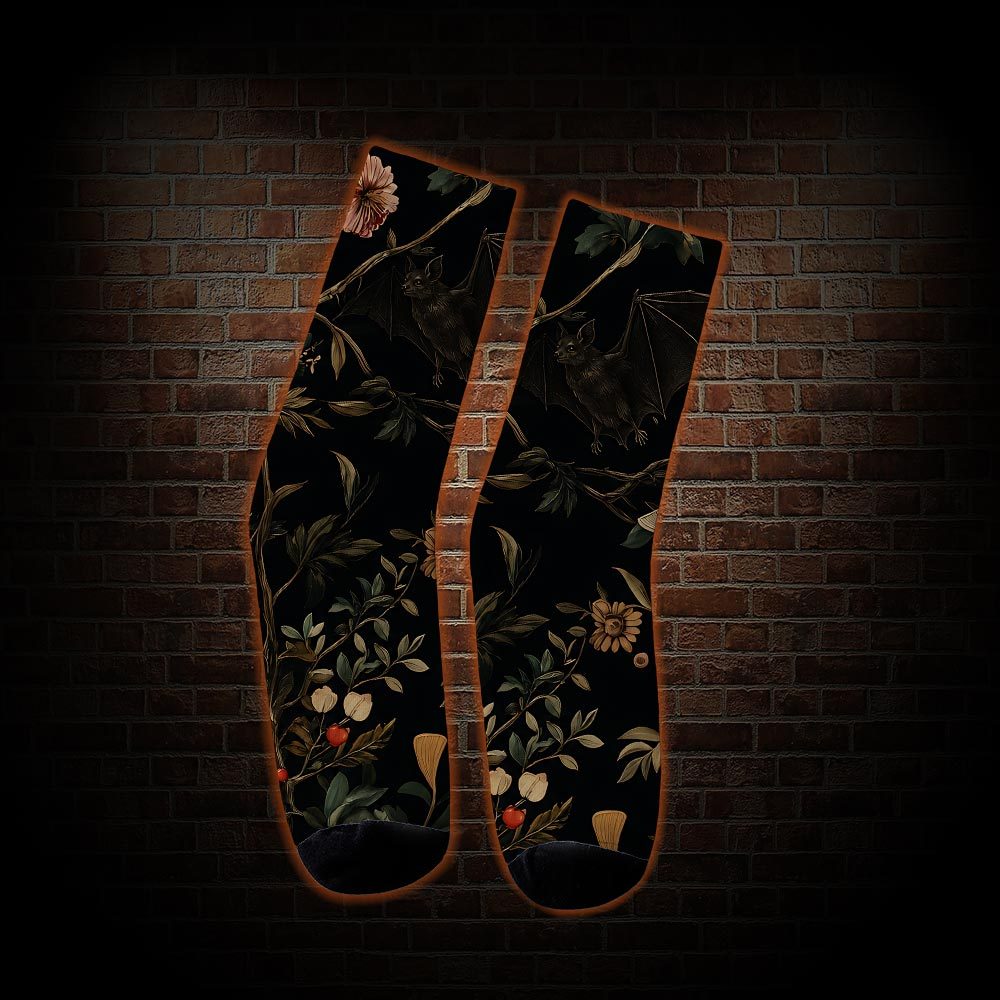 Vintage Botanical Bat Vine Floral Socks