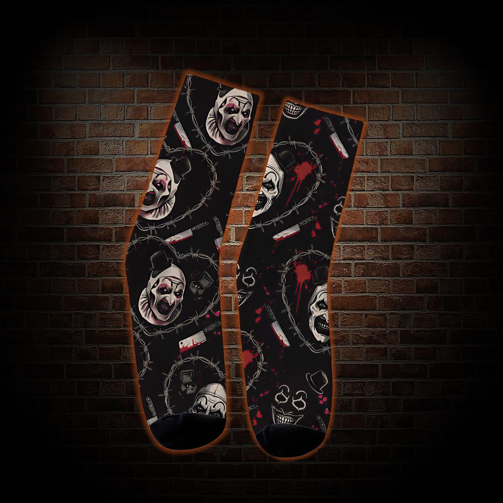 Barbed Wire Horror Clown Socks