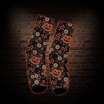 Retro Floral Pumpkin Socks