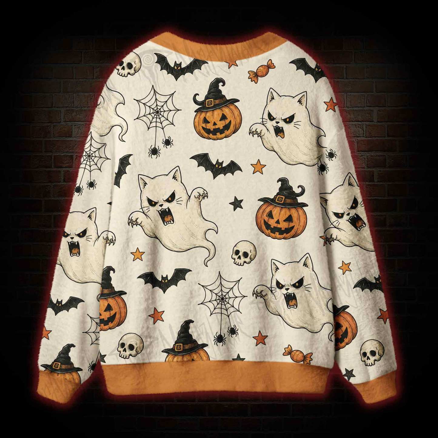 The Meow-ween Ghost Cardigan Sweater