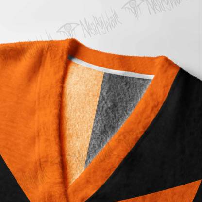 Split Face Pumpkin Demon Cardigan Sweater