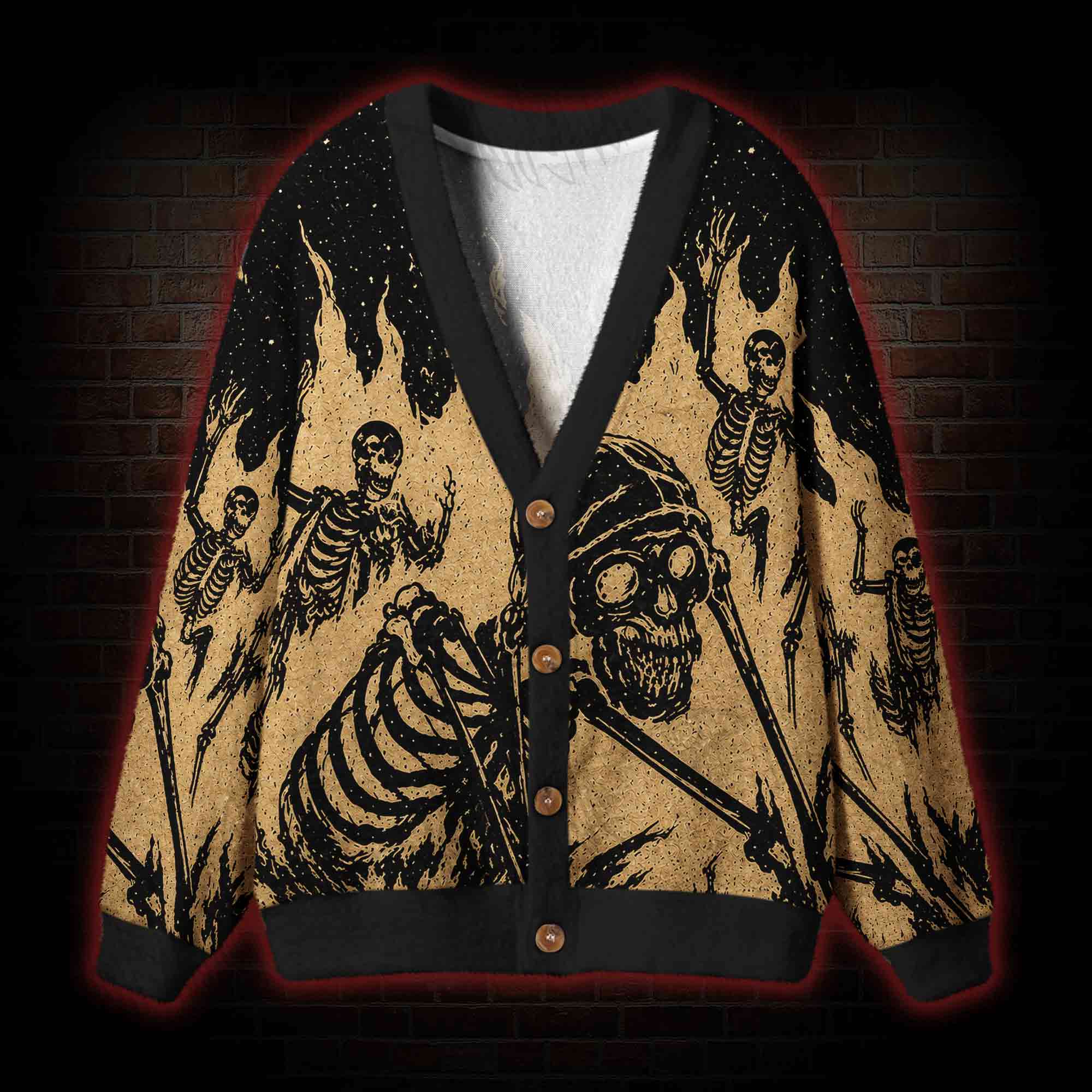 Hellfire Skeleton Rhapsody Cardigan Sweater