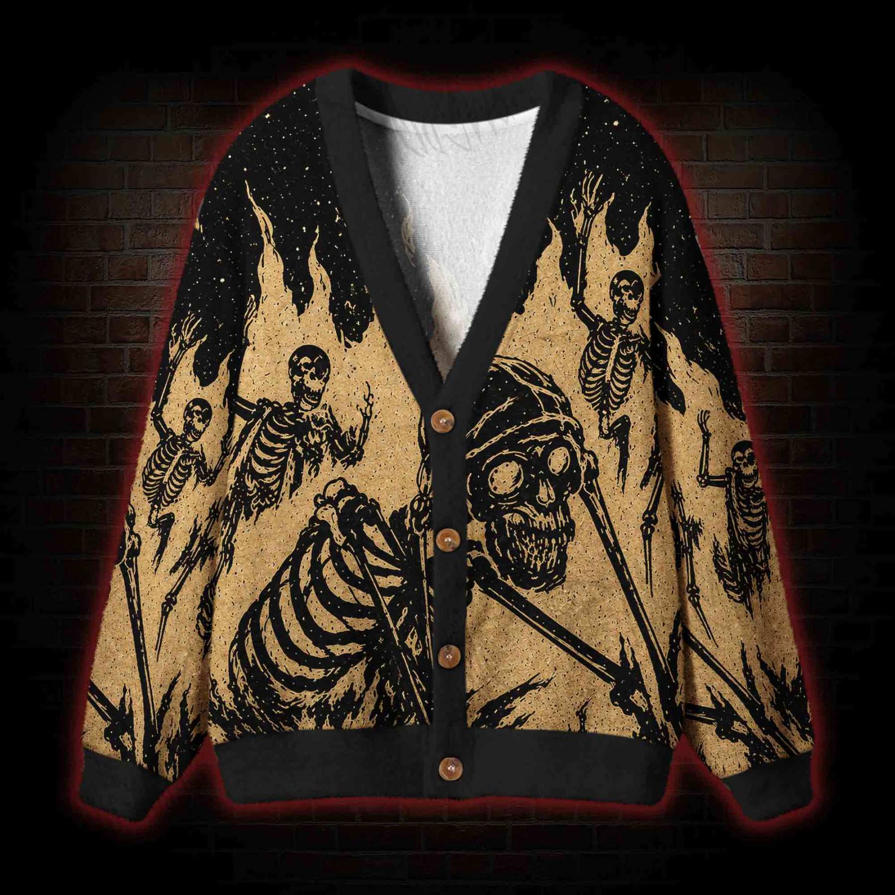 Hellfire Skeleton Rhapsody Cardigan Sweater