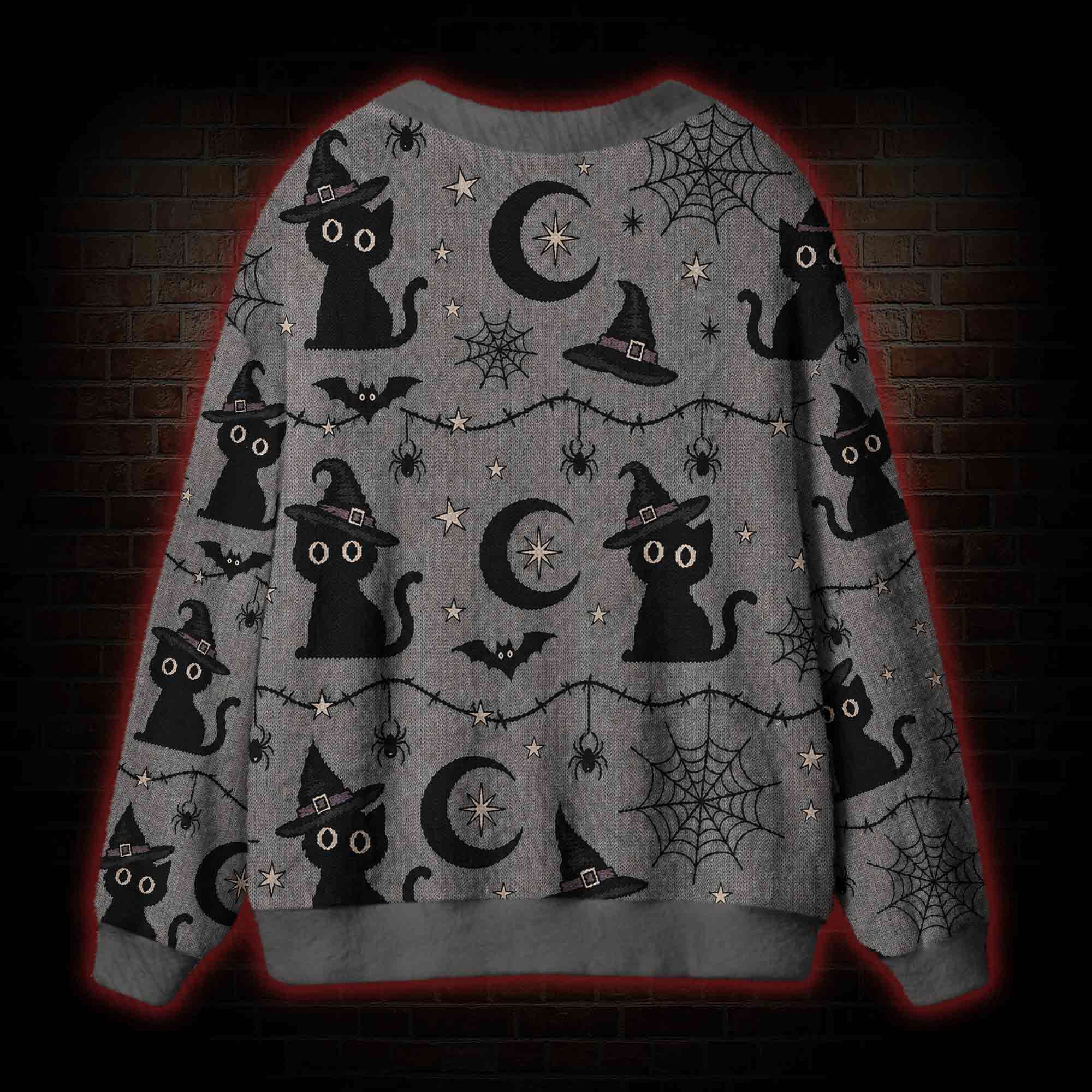 Witch's Familiar Black Cat Cardigan Sweater