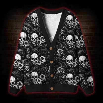 Dark Skull Bloom Cardigan Sweater