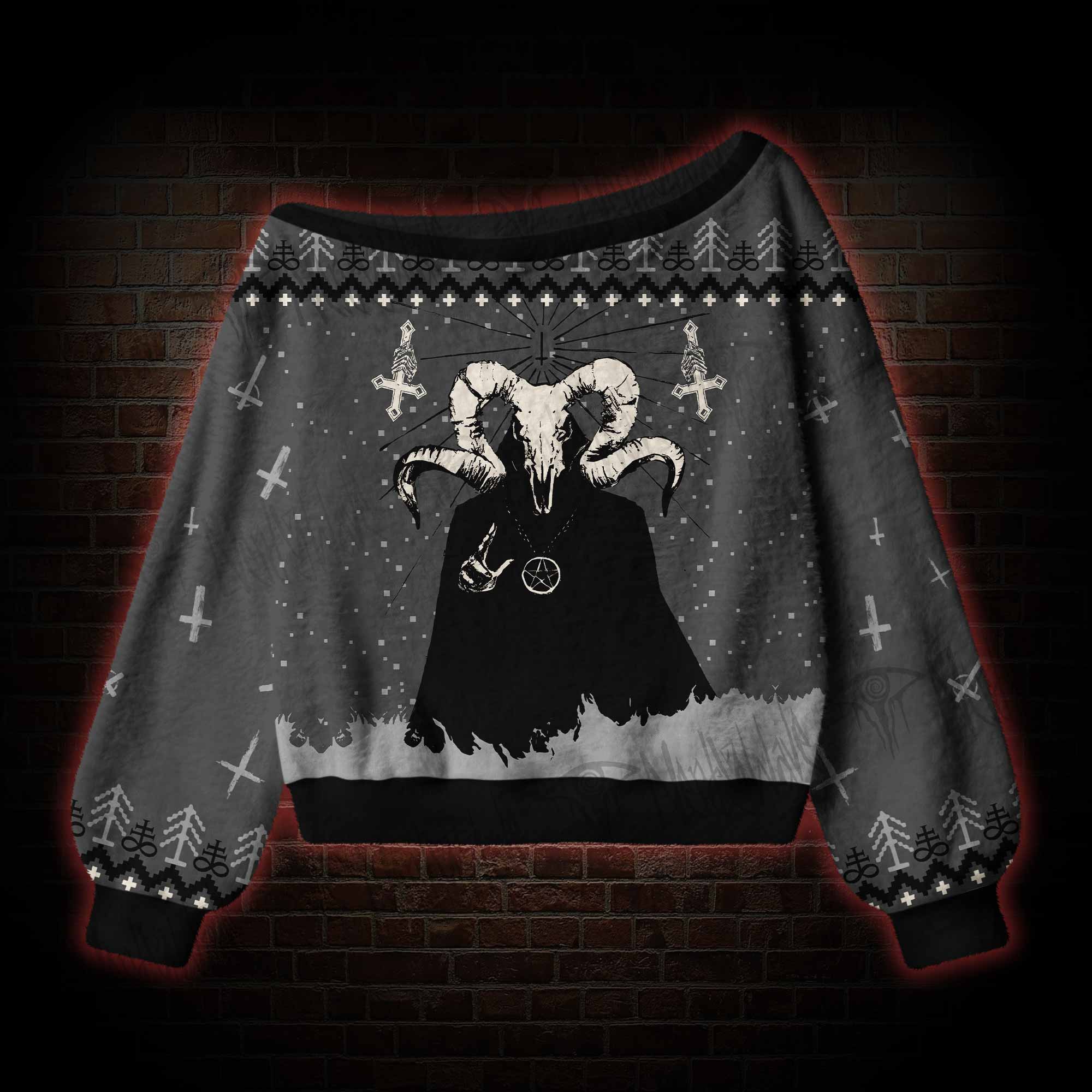 Baphomet Off Shoulder Ugly Sweater