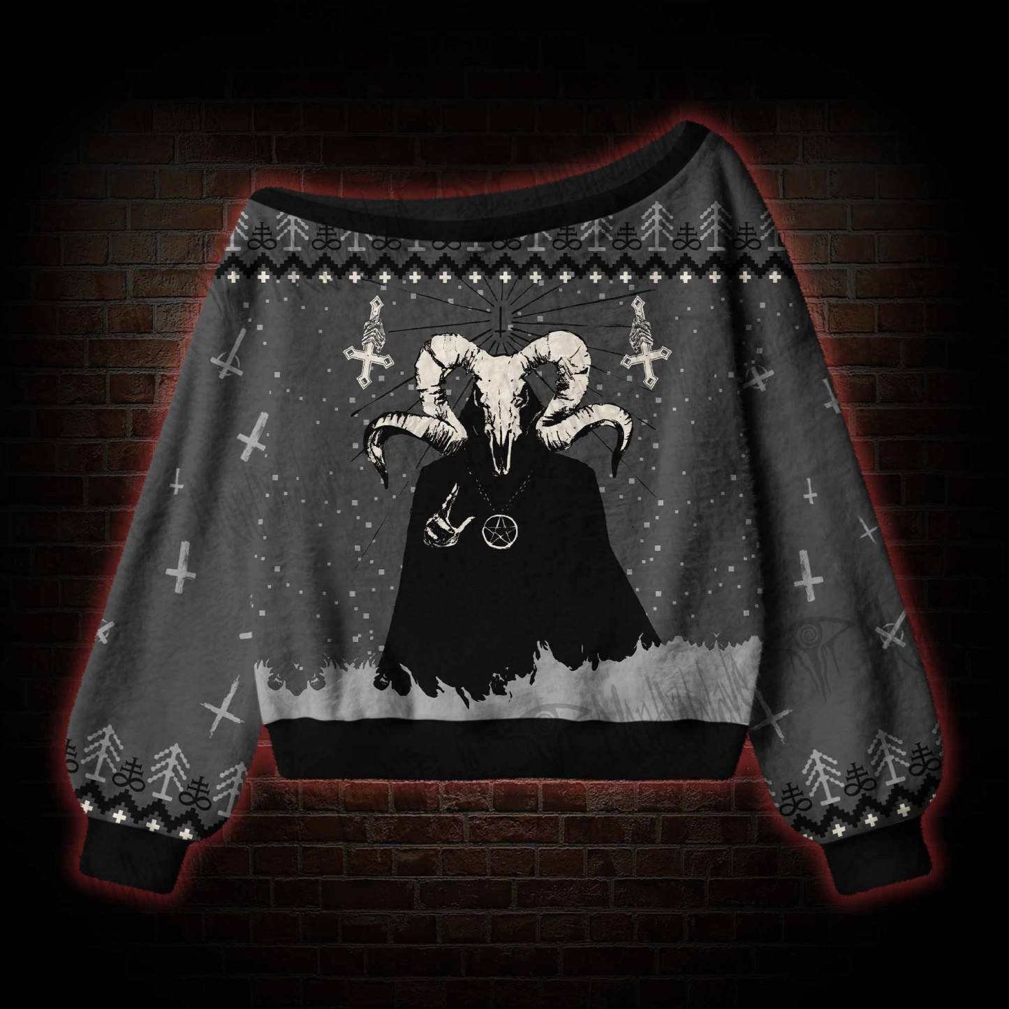 Baphomet Off Shoulder Ugly Sweater