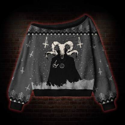 Baphomet Off Shoulder Ugly Sweater